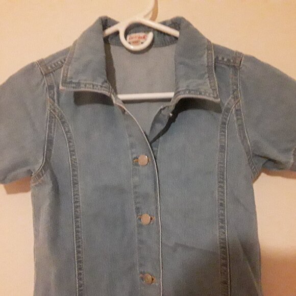 Girl's Cat & Jack size large (10/12) blue denim button up dress - Picture 2 of 4